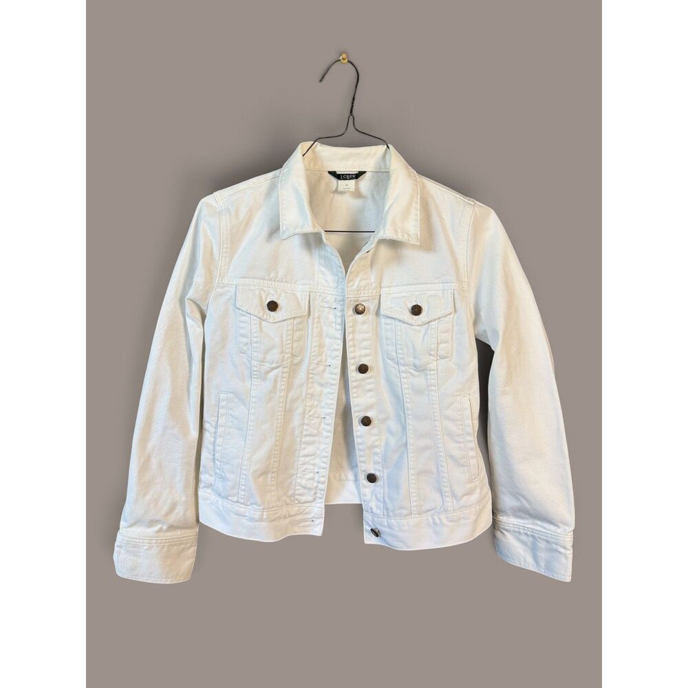 Vintage 2007 J. Crew White Denim Trucker Jacket Size Medium